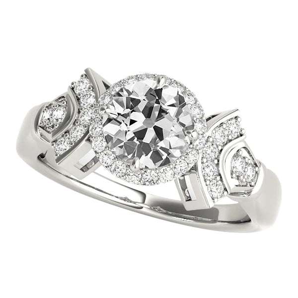 Bague Halo Style Antique Ronde Vieux Réel Diamants Mineur 4.50 Carats