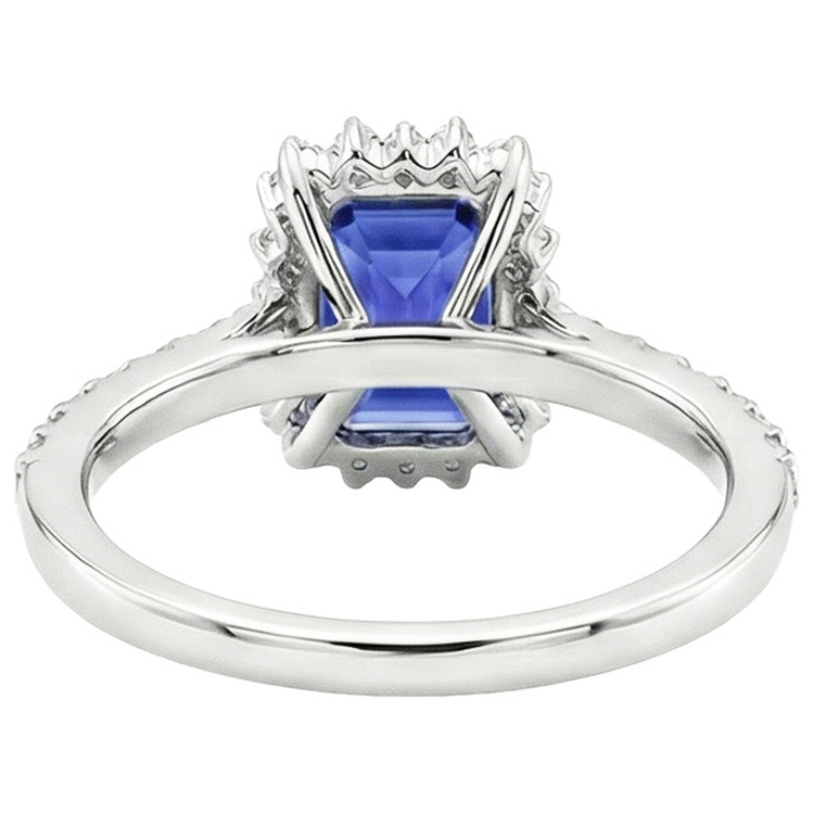 Bague Halo Style Étoile Saphir Ceylan & Diamant Naturels Extraits des Mines ( et non cultivés en laboratoire ) 4.50 Carats