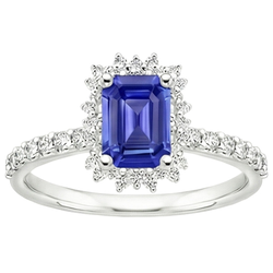 Bague Halo Style Étoile Saphir Ceylan & Diamant Naturels Extraits des Mines ( et non cultivés en laboratoire ) 4.50 Carats