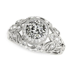 Bague Halo Style Vintage Véritable Diamant Taille Ancienne 4.50 Carats Filigrane