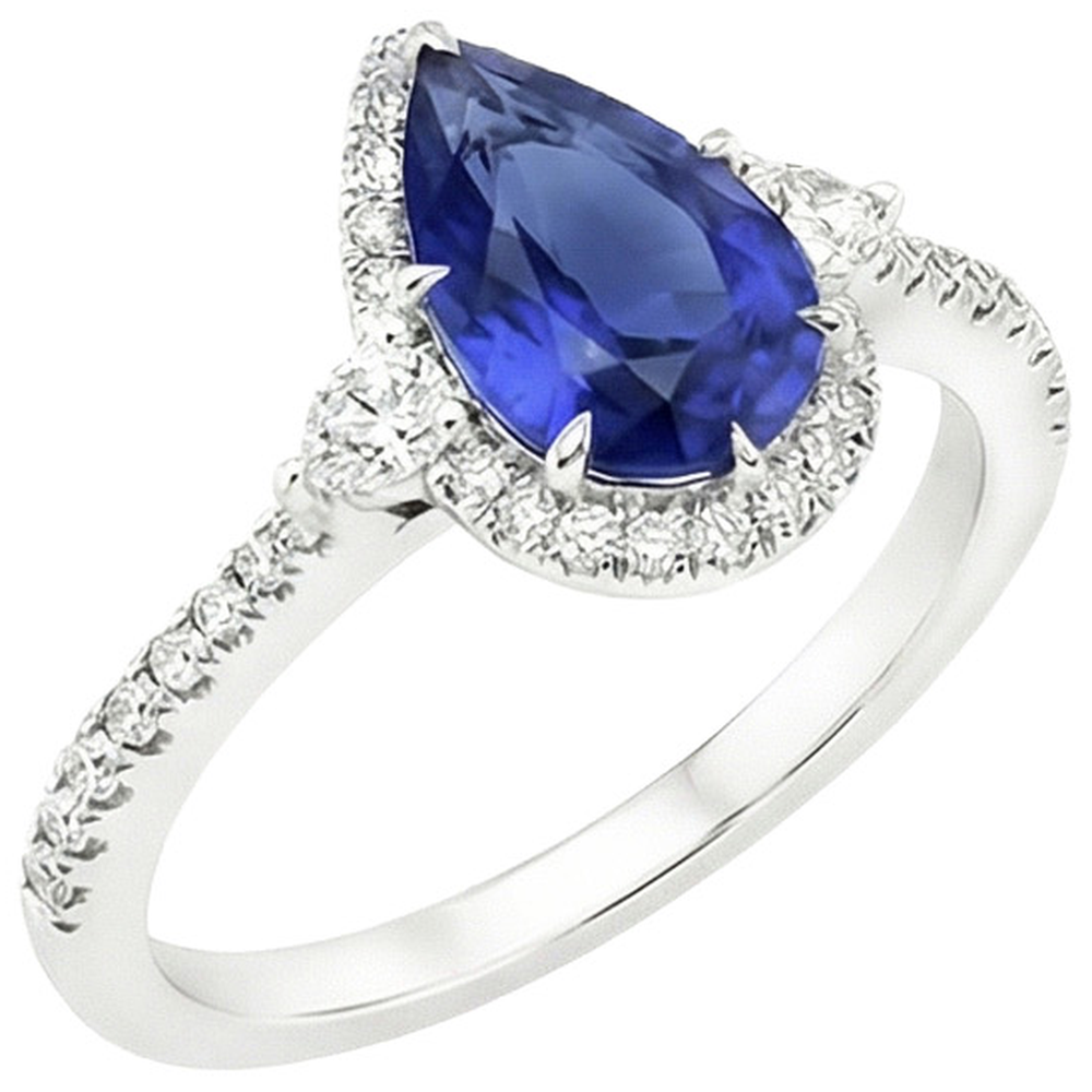 naturel pear diamant 5.25carats bague angle de côté