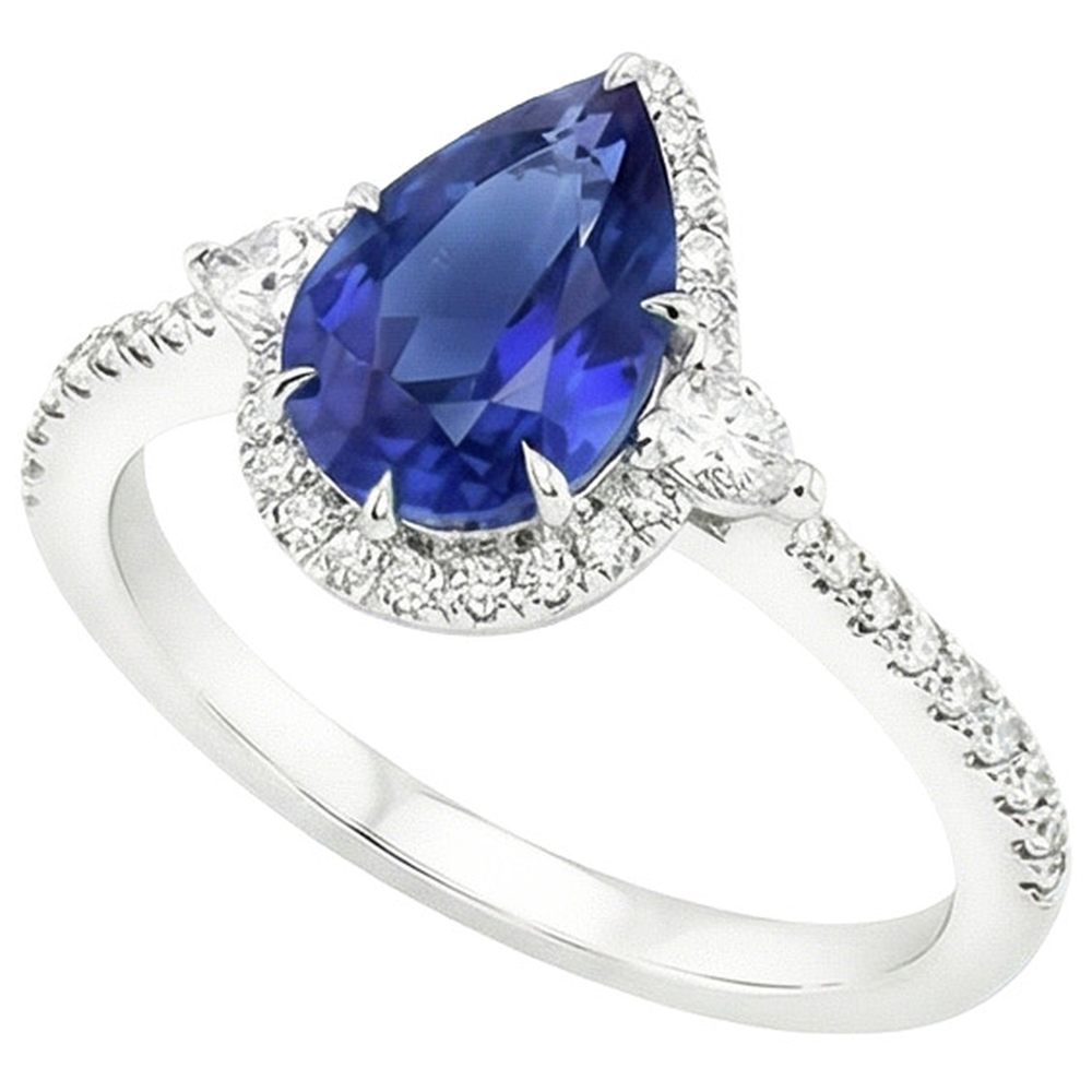 naturel pear diamant 5.25carats bague détail rapproché