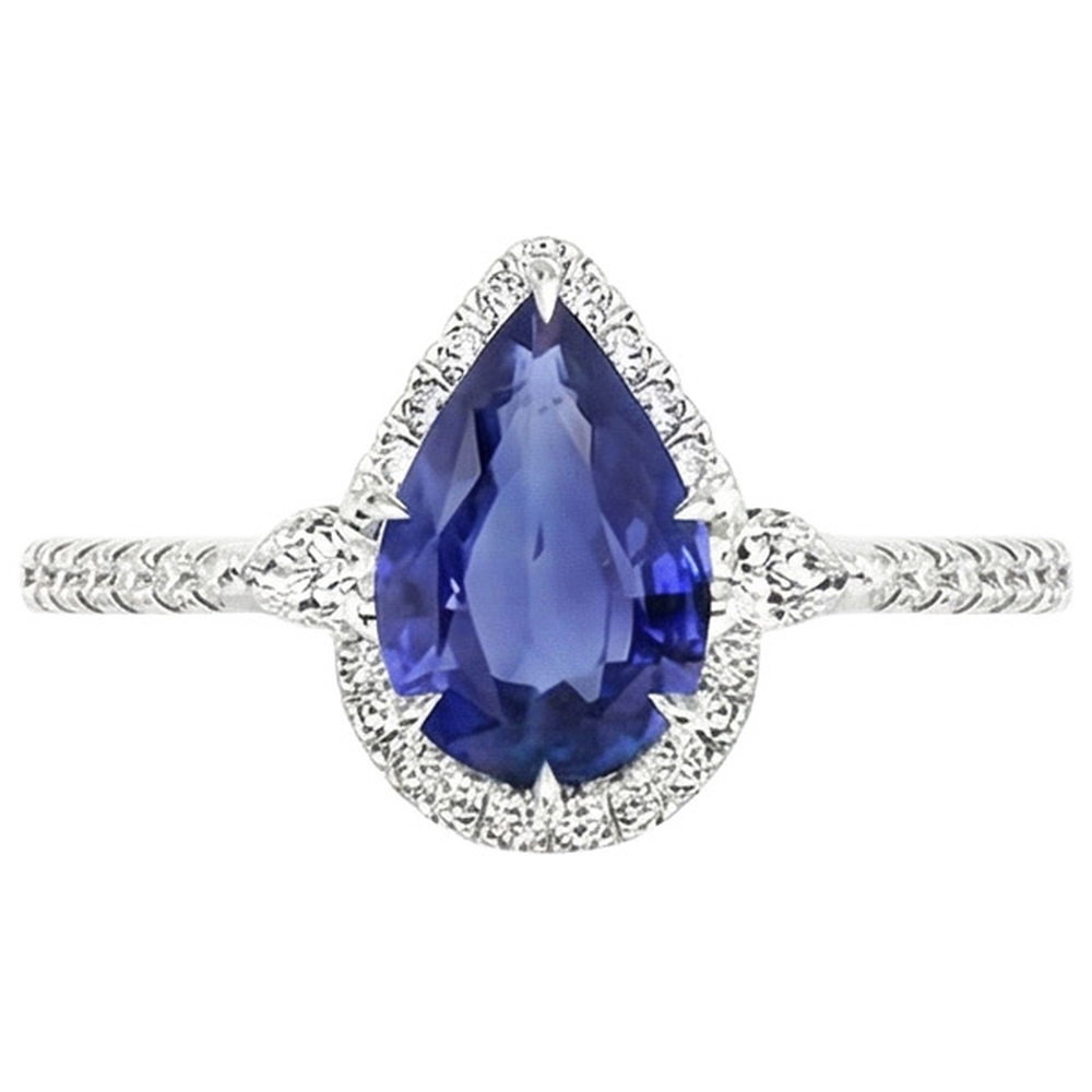naturel pear diamant 5.25carats bague vue de profil