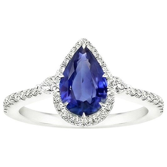 naturel pear diamant 5.25carats bague sur blanc