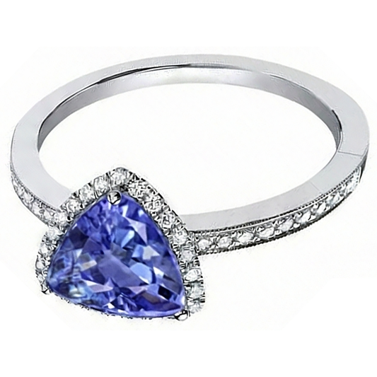naturel trillion tanzanite 4carats bague angle de côté