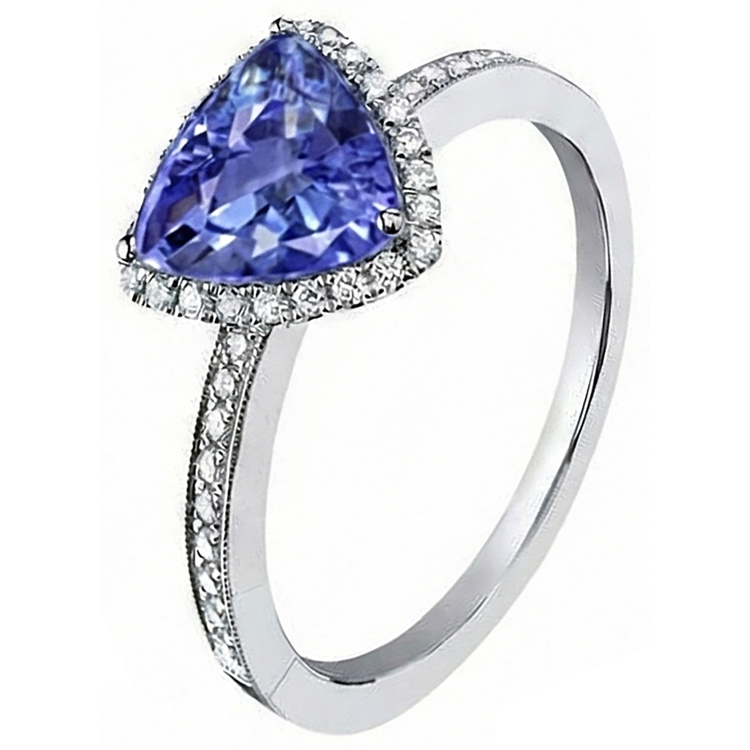 naturel trillion tanzanite 4carats bague vue de dessus