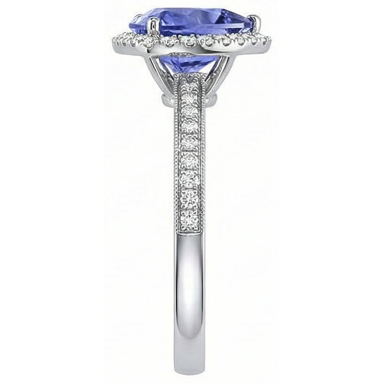 naturel trillion tanzanite 4carats bague vue de profil