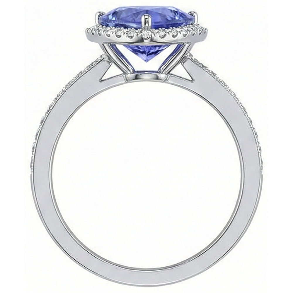 naturel trillion tanzanite 4carats bague sur blanc