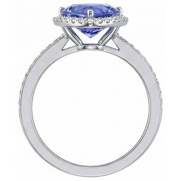 naturel trillion tanzanite 4carats bague sur blanc
