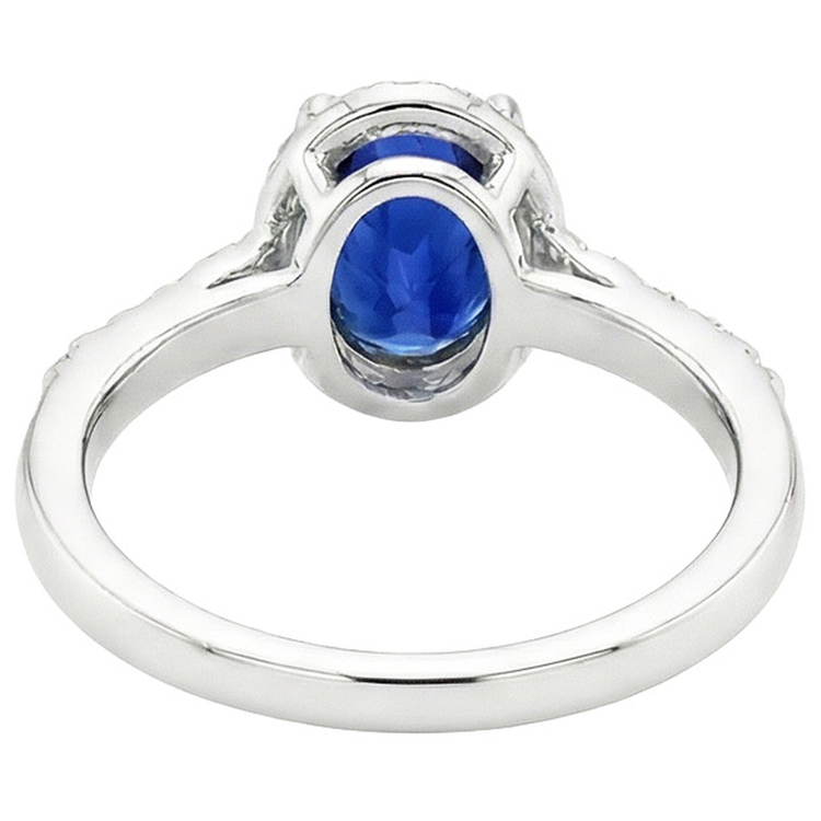 Bague Halo Twist Style Ovale Bleu Saphir & Diamants 3.75 Carats