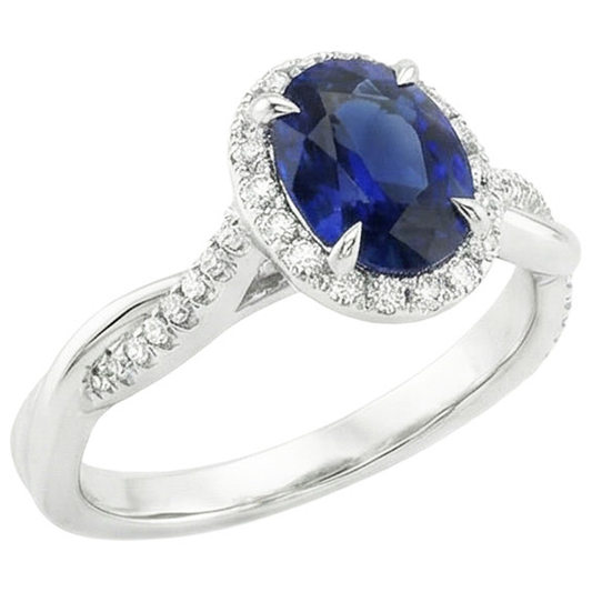 naturel oval saphir 4.75carats bague angle de côté