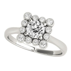 Bague Halo Véritable Diamant Taille Ancienne Lunette Sertie De Griffes Bijoux Millegrain 3.25 Carats