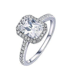 Bague Halo Véritable Diamants Taille Ronde Et Radiant 2.25 Carats Or Blanc 14K