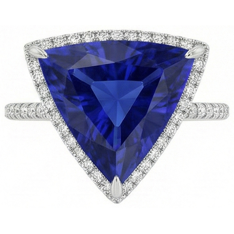 naturel round saphir 4carats bague vue de face