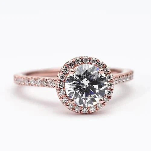 Bague Halo de Réel Diamants 2.50 Carats Or Rose Accentué Bijoux Nouveau