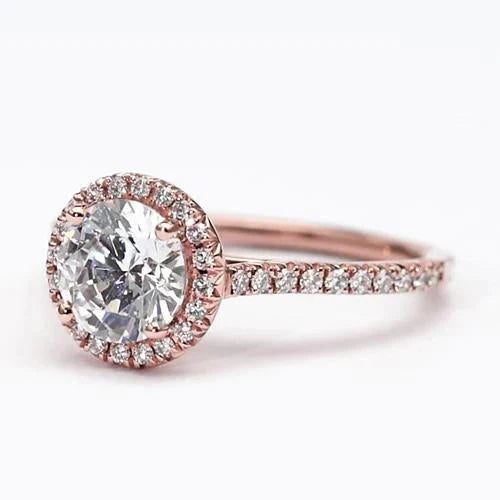 Bague Halo de Réel Diamants 2.50 Carats Or Rose Accentué Bijoux Nouveau