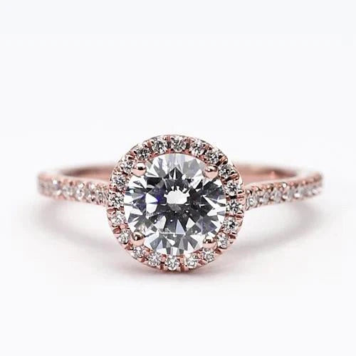 Bague Halo de Réel Diamants 2.50 Carats Or Rose Accentué Bijoux Nouveau