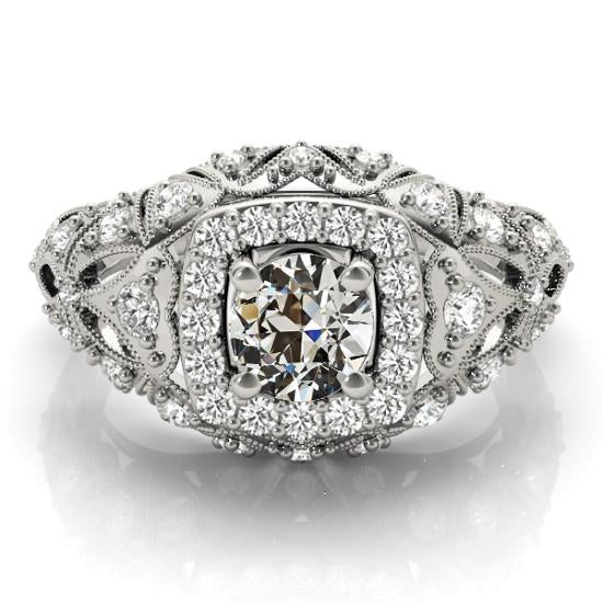 Bague Halo de Réel Diamants Ronds ancienne mine Cut Style Antique 4.25 Carats