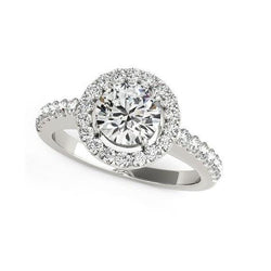 Bague Halo de Réel Diamants en Or Blanc 14K 3.50 Carats