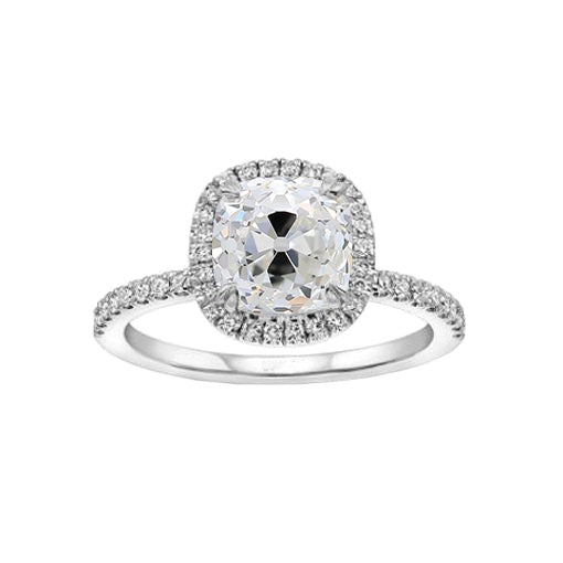 Bague Halo de Réel diamants européens anciens avec accents de Coupe Ronde 1.75 carats