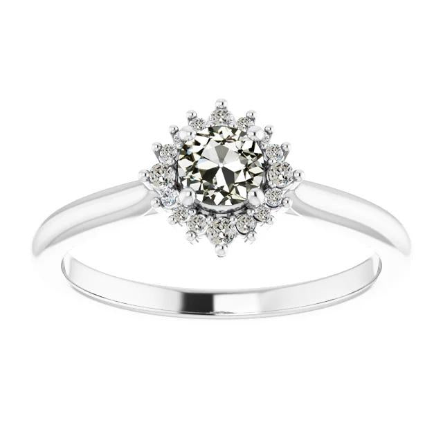 Bague Halo de Réel diamants ronds taille ancienne Style étoile Bijoux pour dames 2 carats