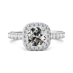 Bague Halo de Réel diamants ronds taille ancienne en or 14 carats bijoux pour femmes 5 carats