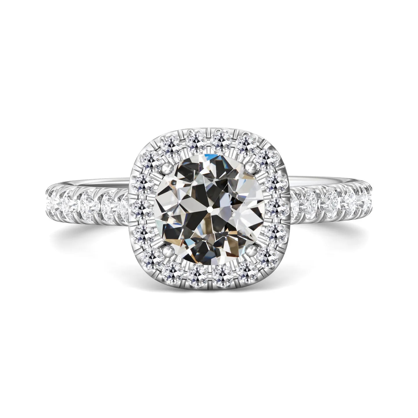 Bague Halo de Réel diamants ronds taille ancienne en or 14 carats bijoux pour femmes 5 carats