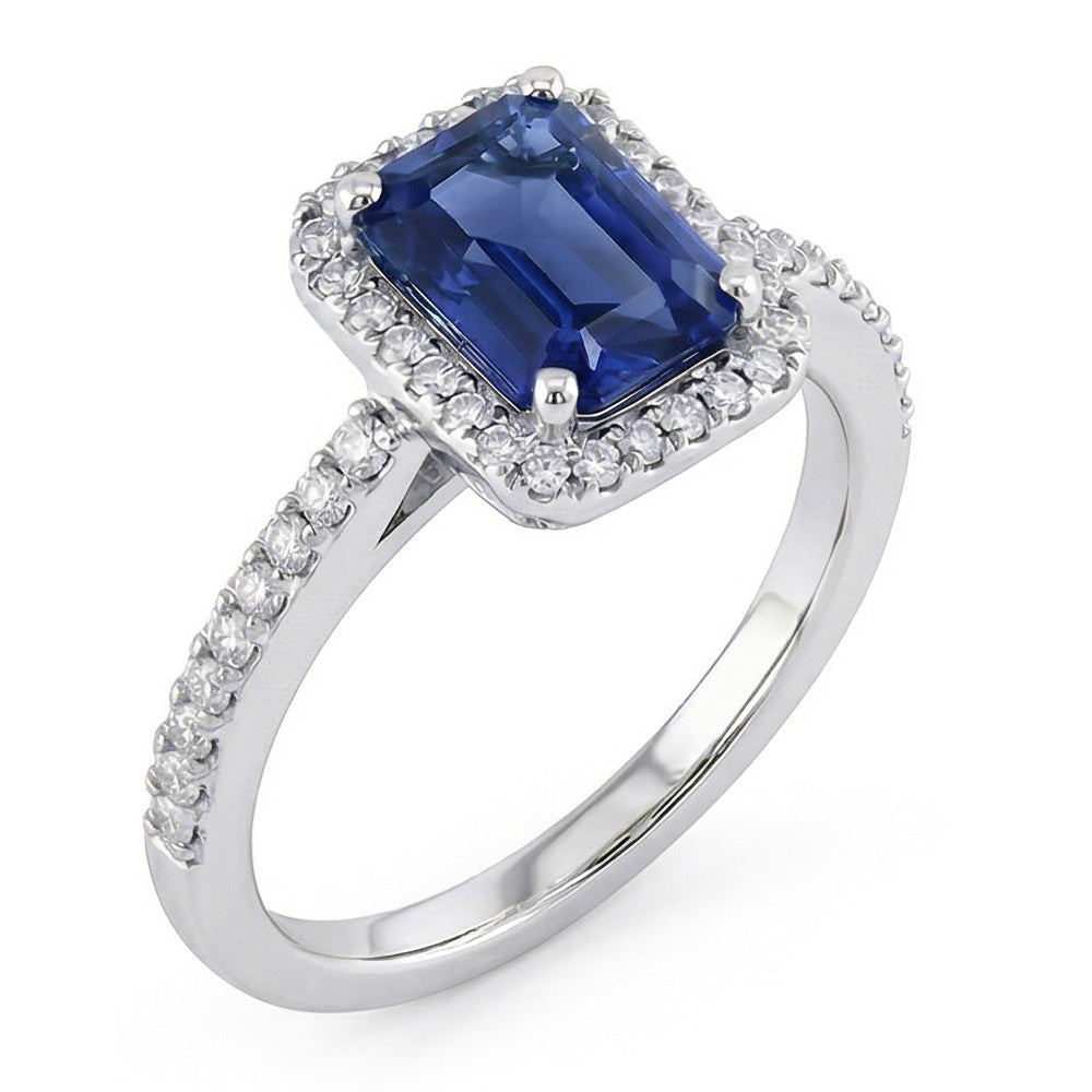 naturel round saphir 3carats bague vue de dessus