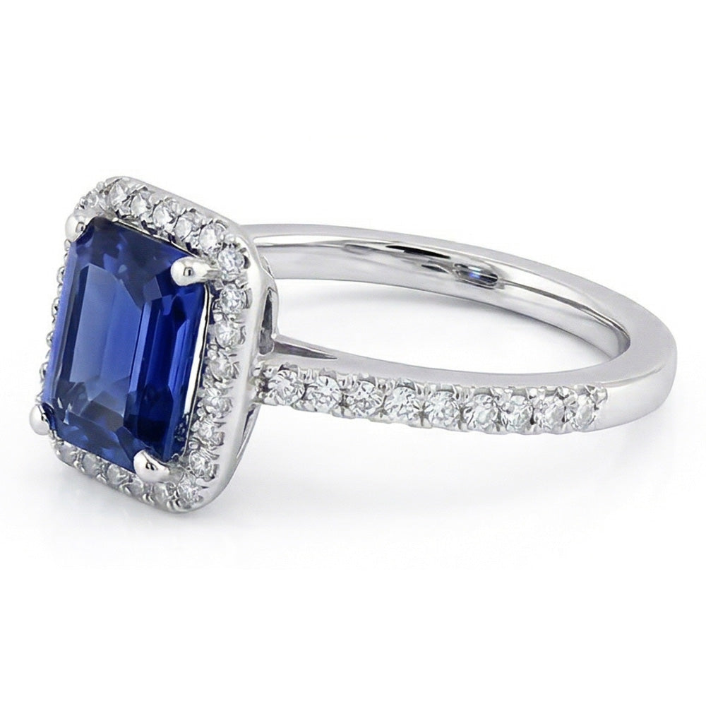 naturel round saphir 3carats bague vue de profil
