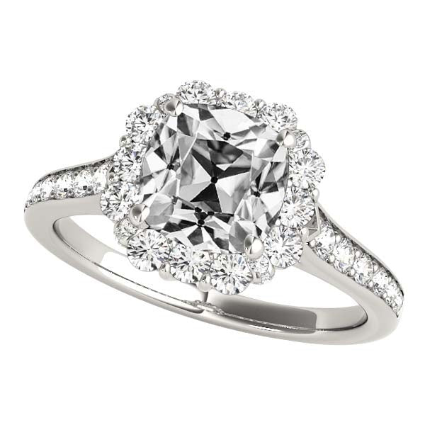 Bague Halo pour femme avec coussin Accents Vieux mineur Réel Diamond 8.25 Carats