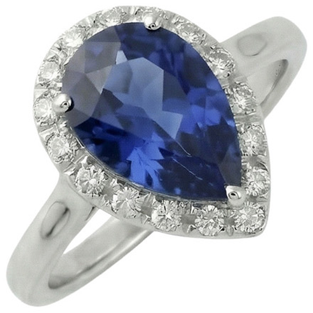 naturel pear diamant 2.50carats bague vue de face