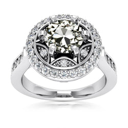 Bague Halo ronde ancienne mine Cut Réel Diamond Lady's Ring Star Style 5.75 Carats