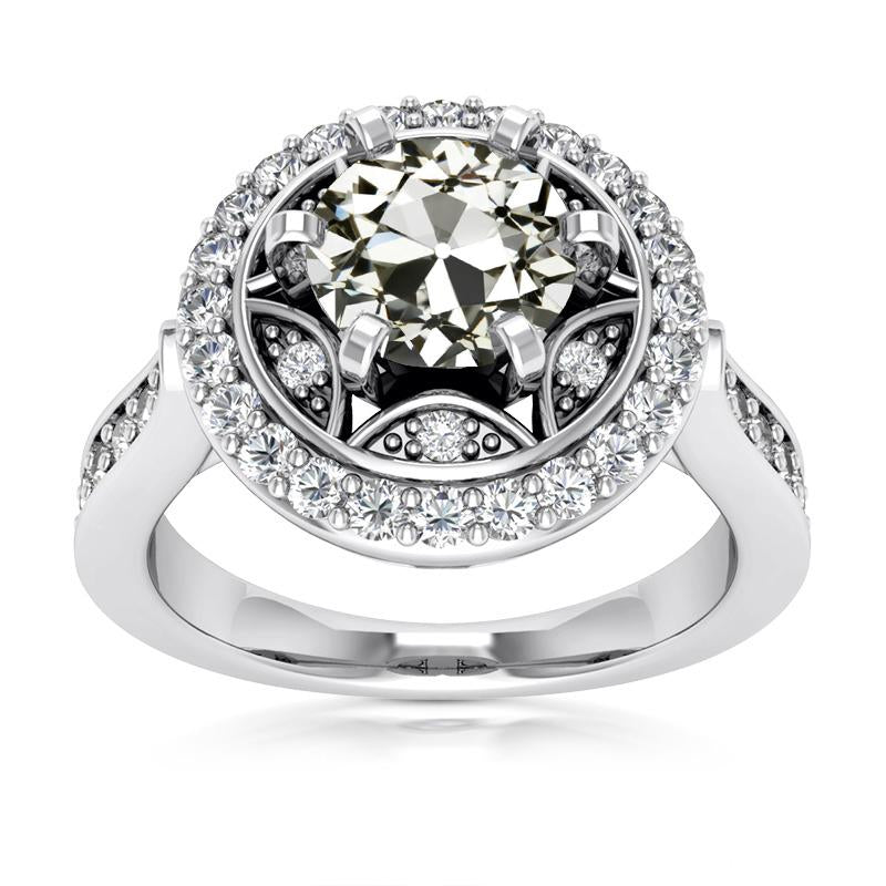 Bague Halo ronde ancienne mine Cut Réel Diamond Lady's Ring Star Style 5.75 Carats