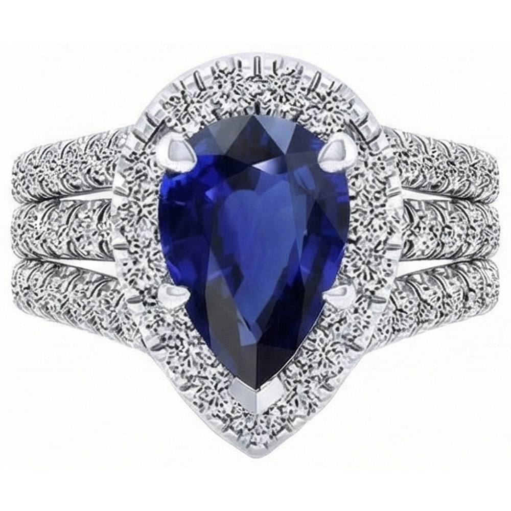 naturel pear diamant 5carats bague détail rapproché