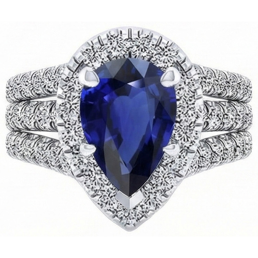 naturel pear diamant 5carats bague détail rapproché