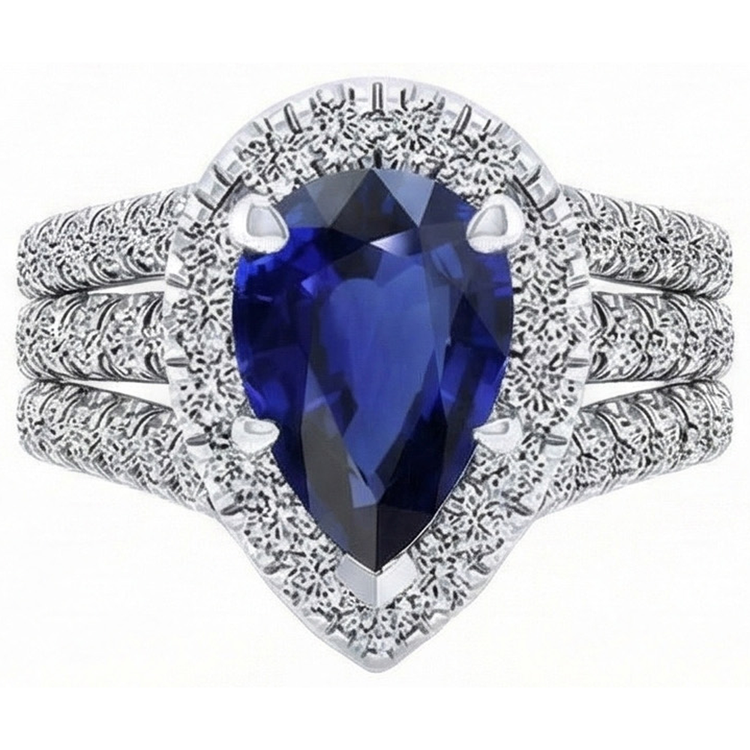 naturel pear diamant 5carats bague détail rapproché