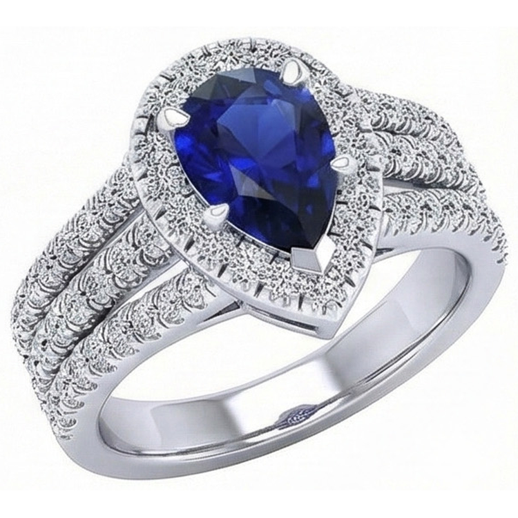 naturel pear diamant 5carats bague angle de côté