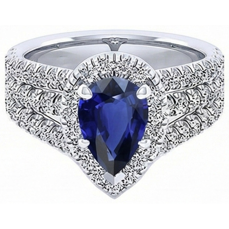 naturel pear diamant 5carats bague vue de profil