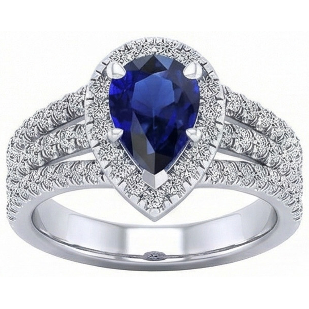 naturel pear diamant 5carats bague vue de dessus