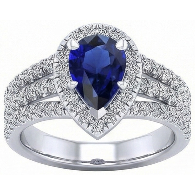 naturel pear diamant 5carats bague vue de dessus
