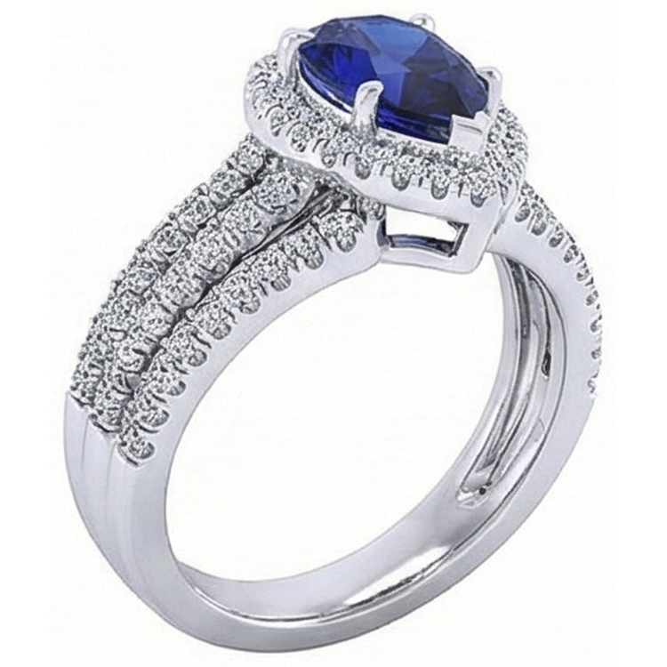 naturel pear diamant 5carats bague sur blanc