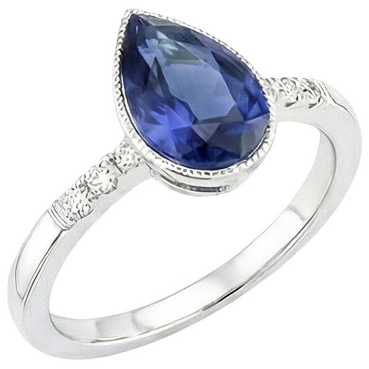 naturel pear diamant 2.50carats bague angle de côté