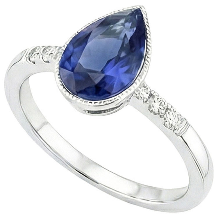 naturel pear diamant 2.50carats bague détail rapproché