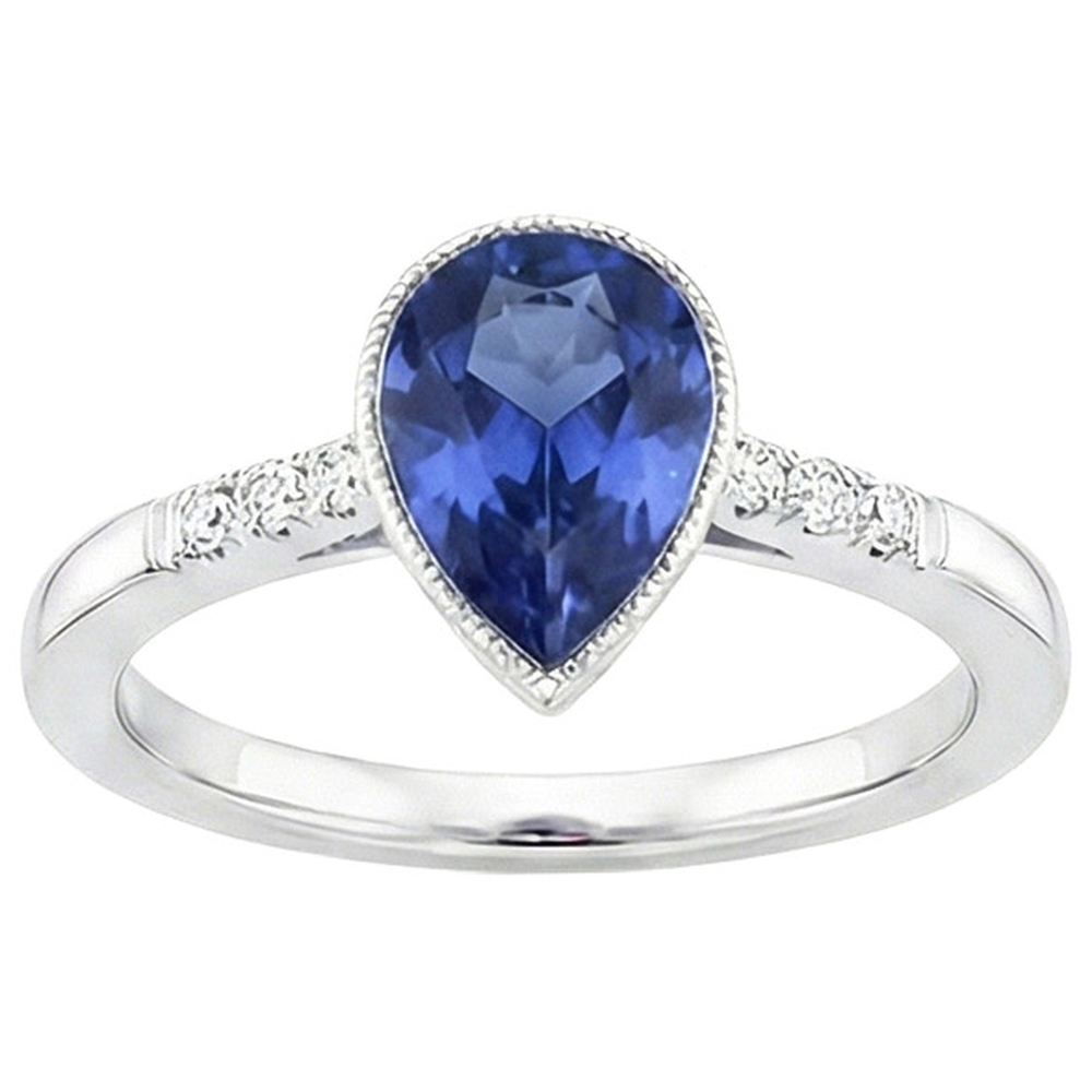 naturel pear diamant 2.50carats bague vue de profil