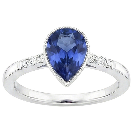 naturel pear diamant 2.50carats bague vue de profil