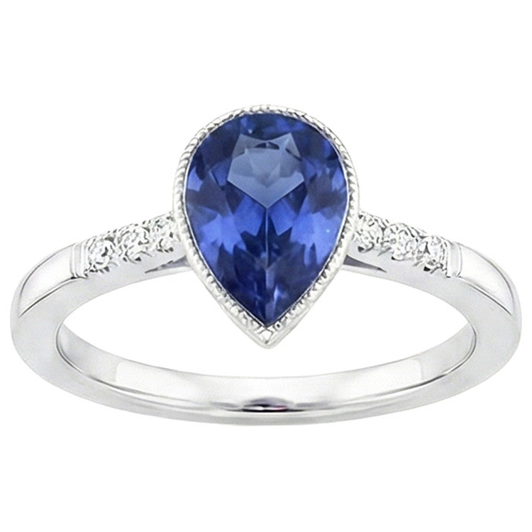 naturel pear diamant 2.50carats bague vue de profil
