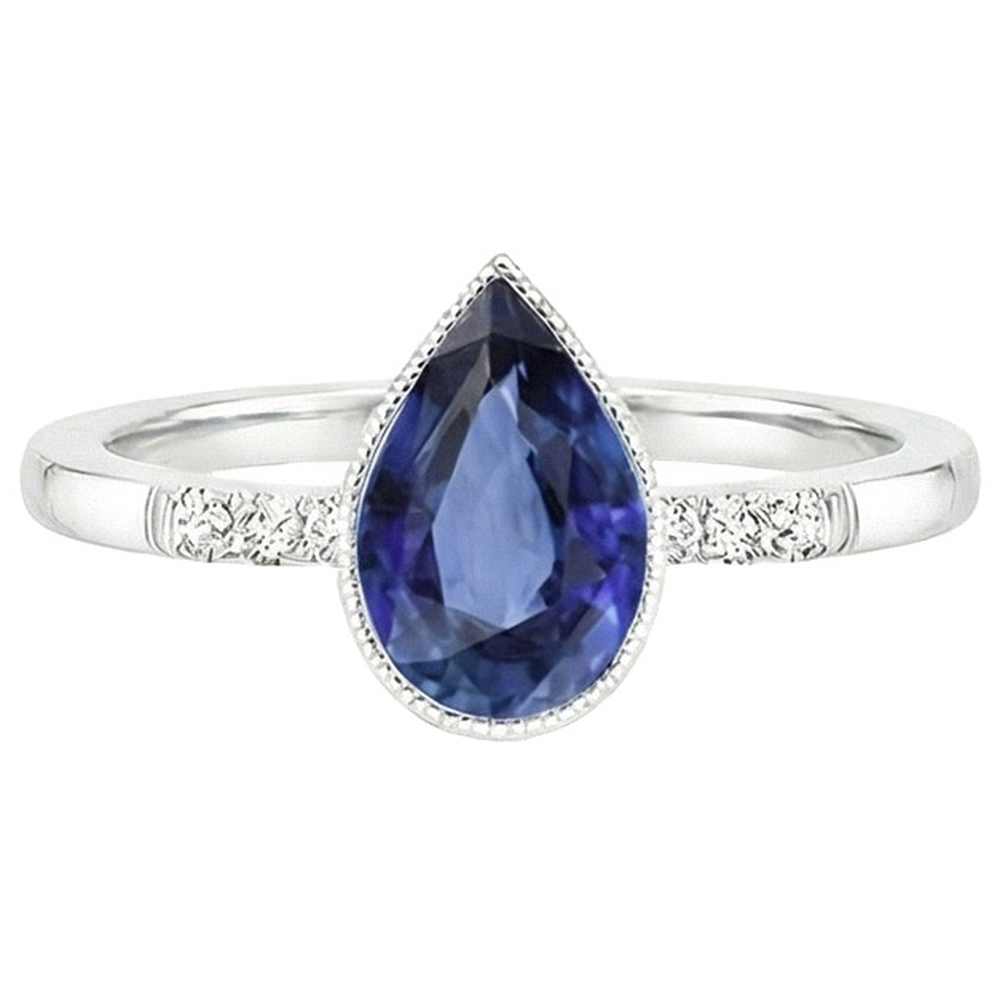 naturel pear diamant 2.50carats bague sur blanc