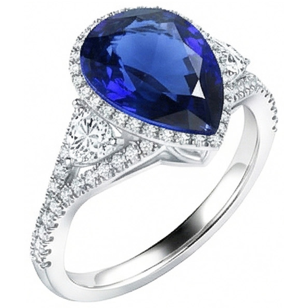 naturel pear diamant 4carats bague détail rapproché