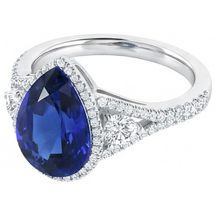 naturel pear diamant 4carats bague vue de profil