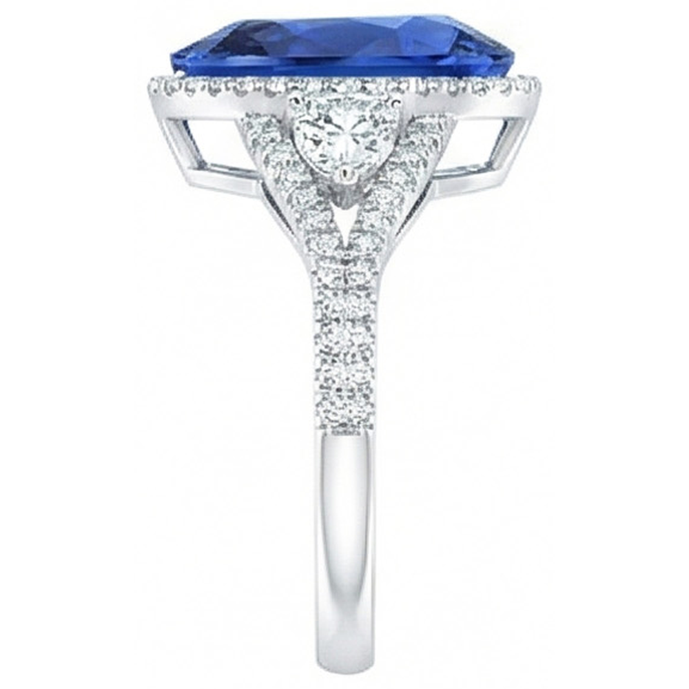 naturel pear diamant 4carats bague sur blanc